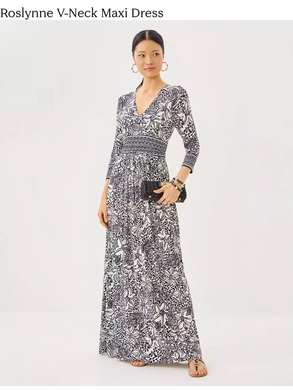 NWOT Lilly Pulitzer Roslynne Black & White V-Neck Maxi Dress